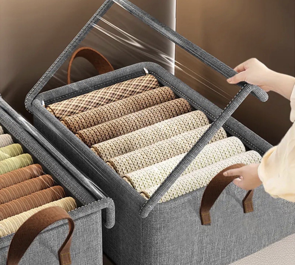 Kit 3 Organizador De Roupas Para Organizacäo Para Casa- Cinz