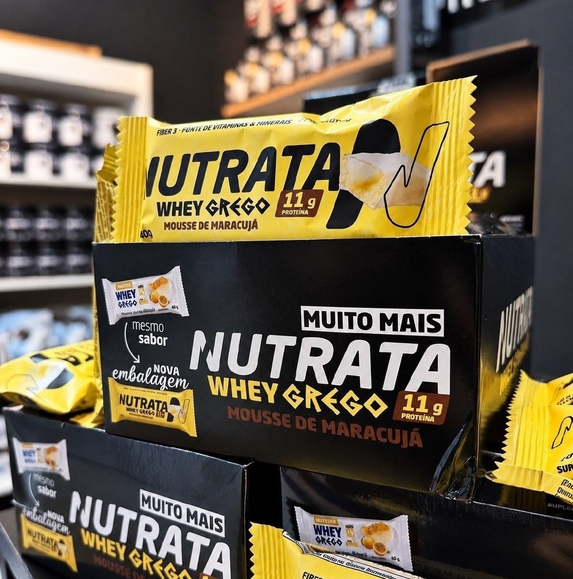 Display 12 Unidades Barra Whey Grego Nutrata 40g Mousse De Maracujá