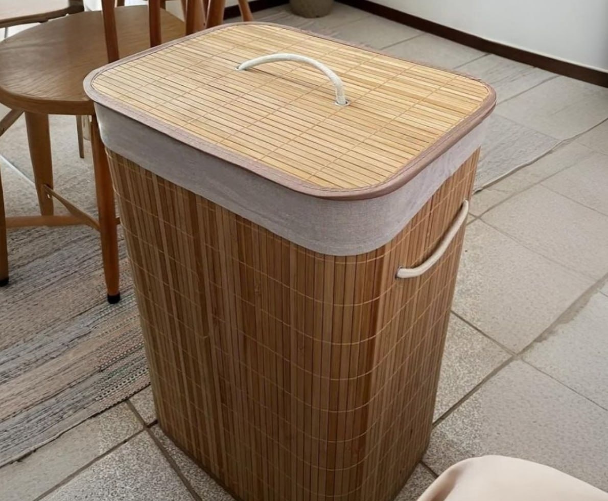 Cesto De Roupas De Bambu 72L