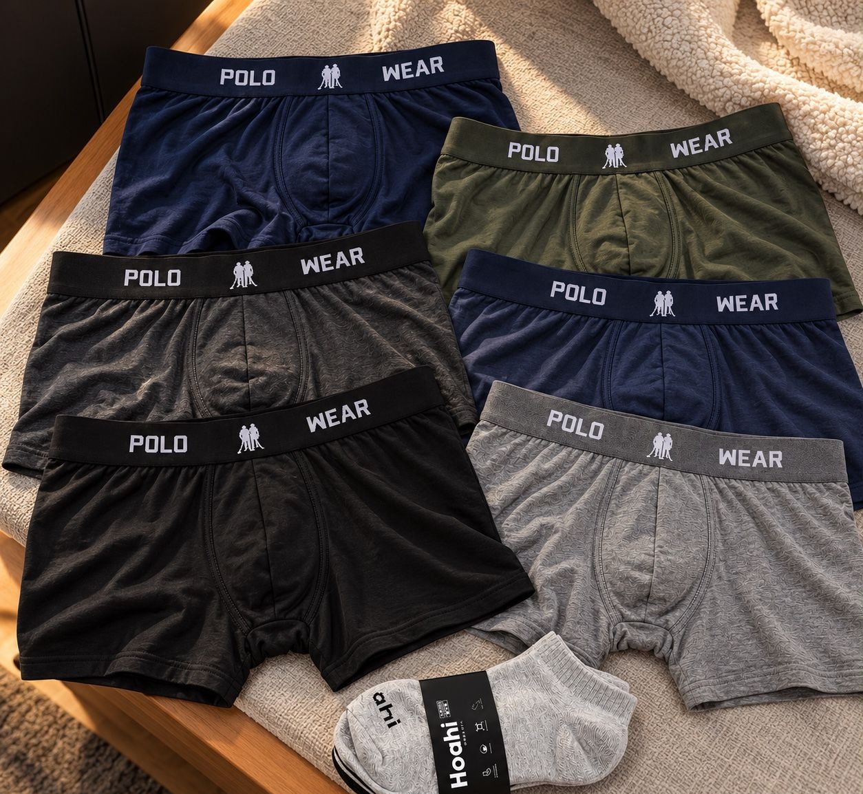 Kit 6 Cuecas Polo Wear  6 Meias Cano Médio