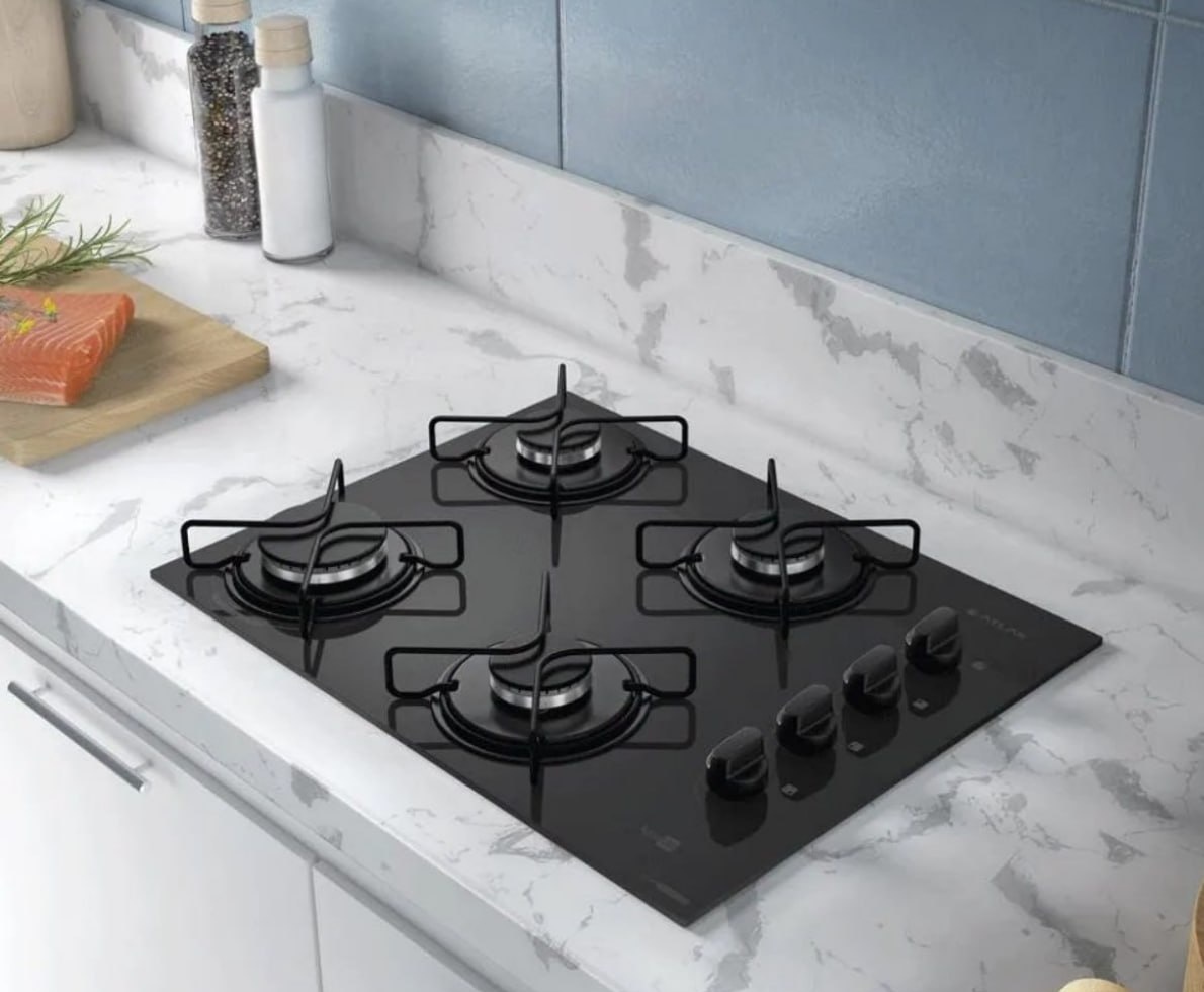 Cooktop 4 Bocas Atlas Agile Up Mesa Vidro