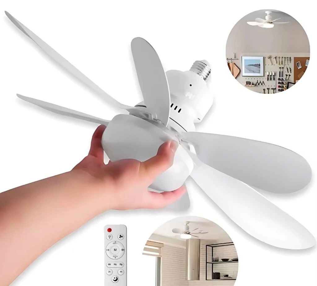 Ventilador Lâmpada De Teto Ajustável Baixo Ruído Controle Remoto Incluído Bivolt