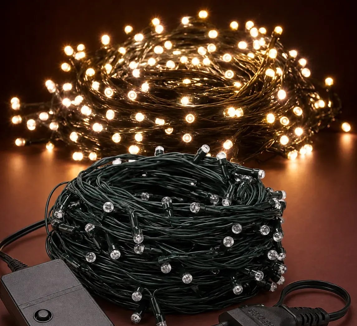 Cordão 200 Leds Pisca 20 Metros 8 Funções