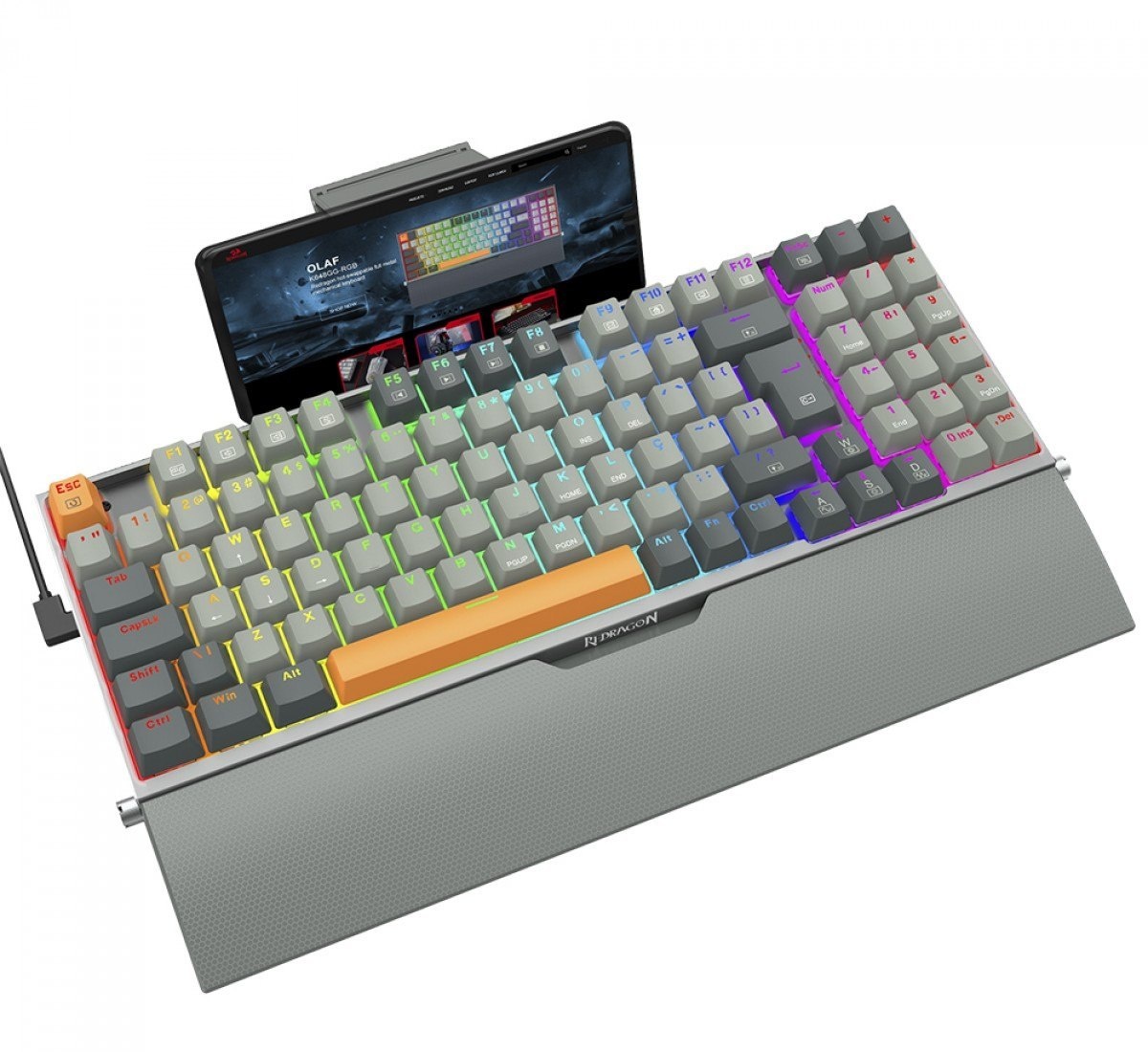 Teclado Mecânico Redragon Shaco RGB Switch Brown Preto e Cinza K641g-gw-rgb