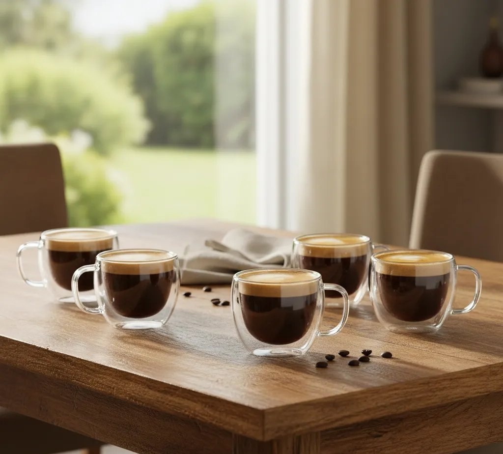 Kit 6 Xícaras Vidro Duplo Térmico Café 80ml Premium Luxo