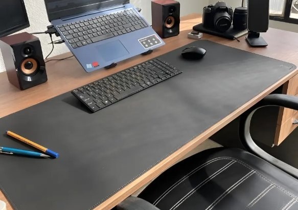 Mousepad Extra Grande Preto 90x40 cm Deskpad Couro Antiderrapante