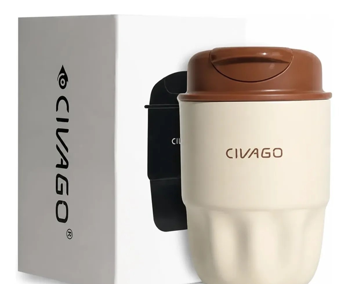 300ml Copo Térmico Inox Com Tampa Para Café E Chá Civago