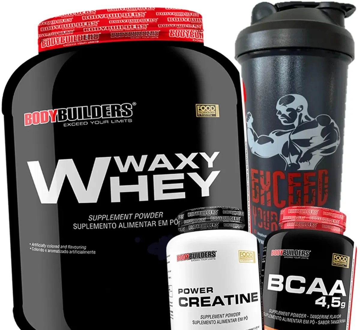 Proteína Bodybuilders Whey Concentrado em Pó Sabor Chocolate 2kg  4 unidades