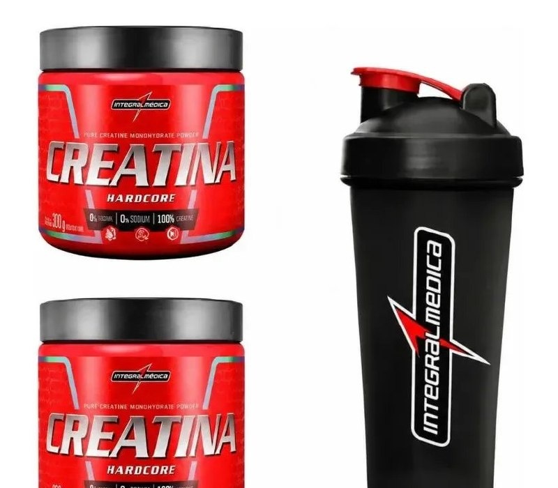 Kit 2 Creatina Integralmédica 300g  Coqueteleira 600ml