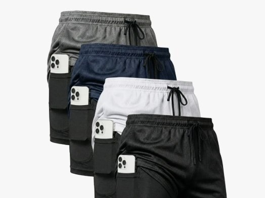 Kit 4 Shorts 2 Em 1 Duplo Dryfit