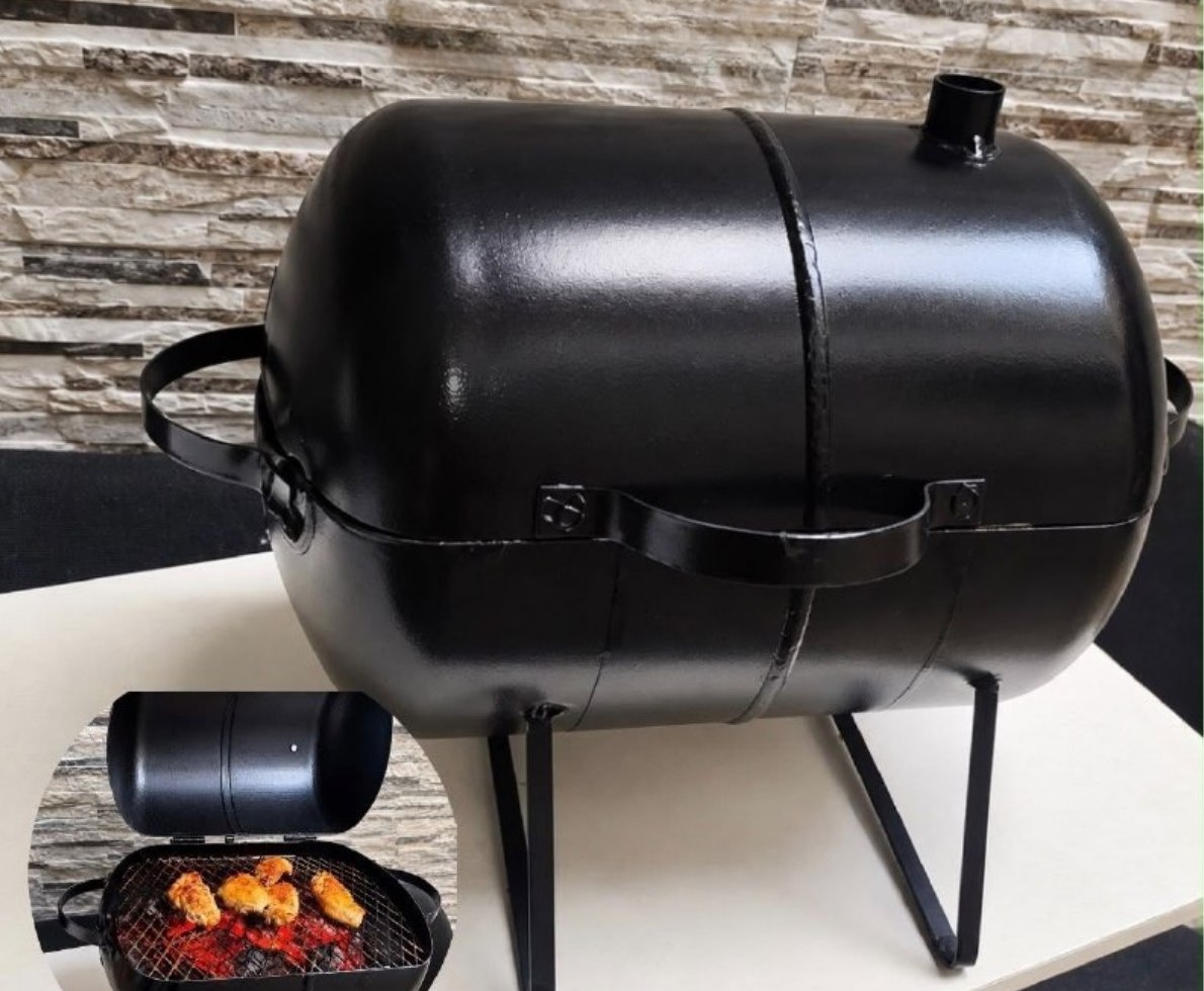 Churrasqueira Móvel a Carvão Portátil em Aço Inox com Grelha 22 cm