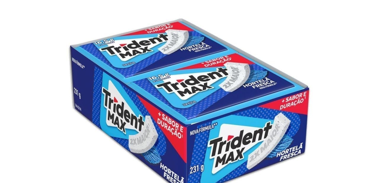 Cx 14 un. Chiclete Trident Max Hortelã Sem Açúcar 16,5g