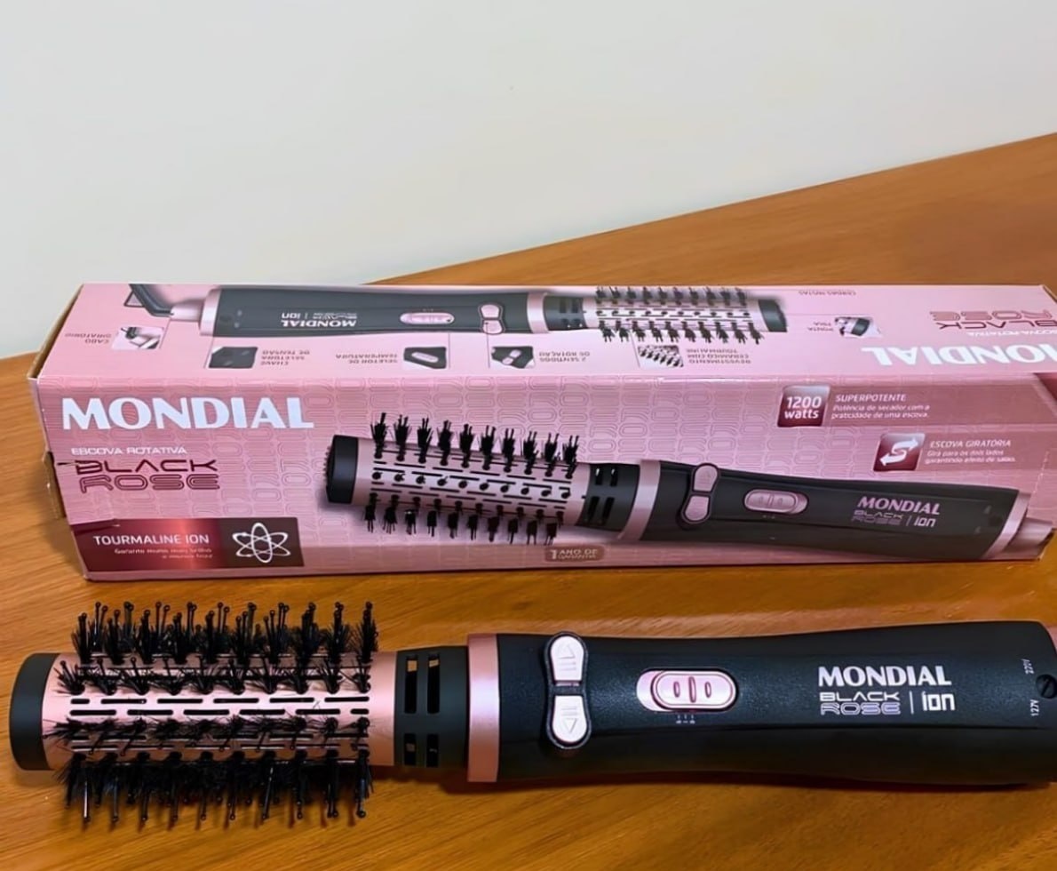 Escova Rotativa Mondial Ceramica Tourmaline Ion 3x1