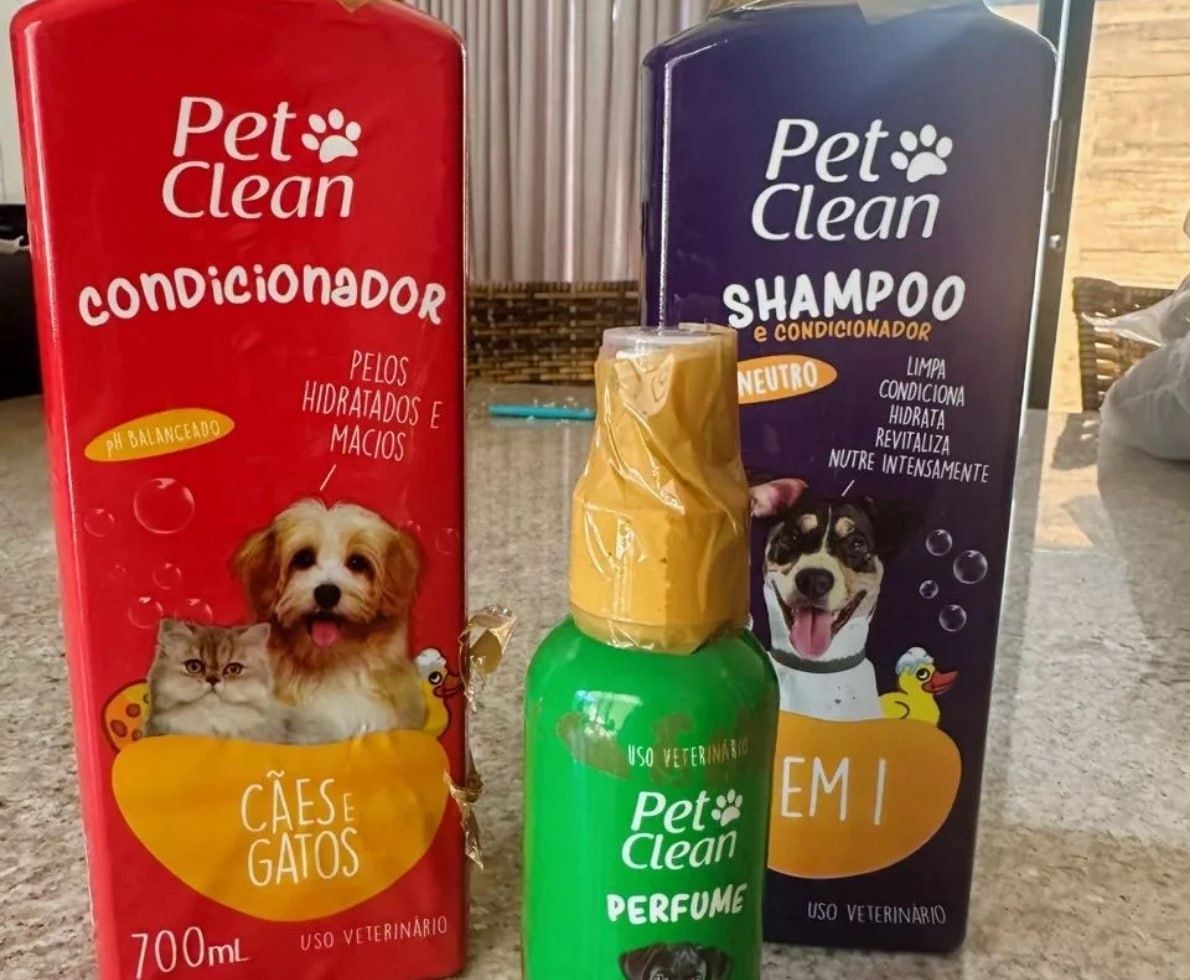 Kit Banho Shampoo 5 em 1, Condicionador e Perfume - Pet Clean