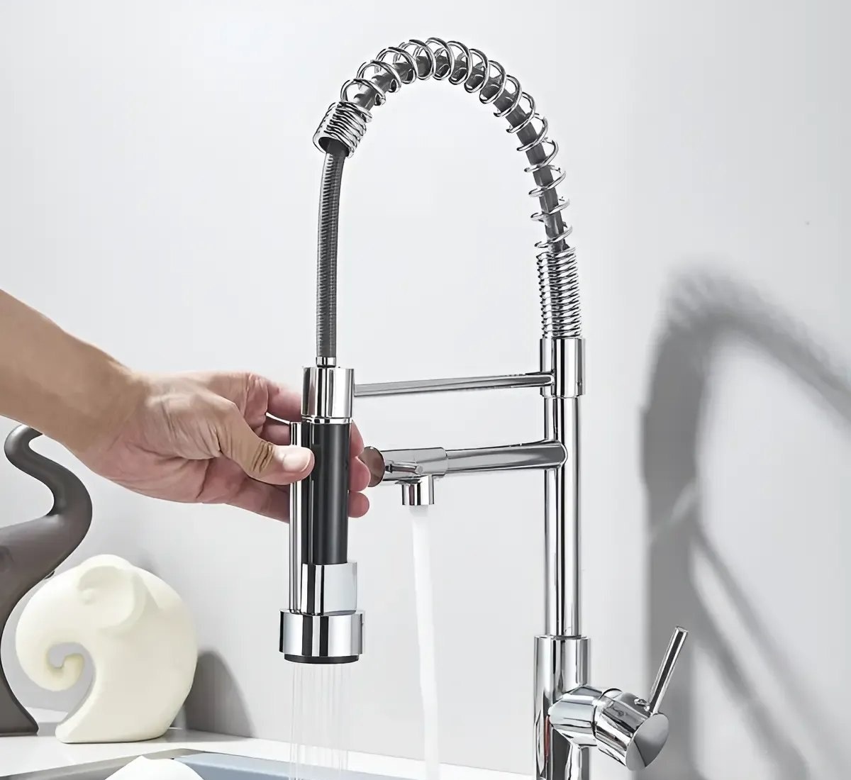 Torneira Gourmet Cozinha 50cm Metal Spray Duo Monocomando Acabamento Cromo Polido Espelhado Cor Cromado Winda