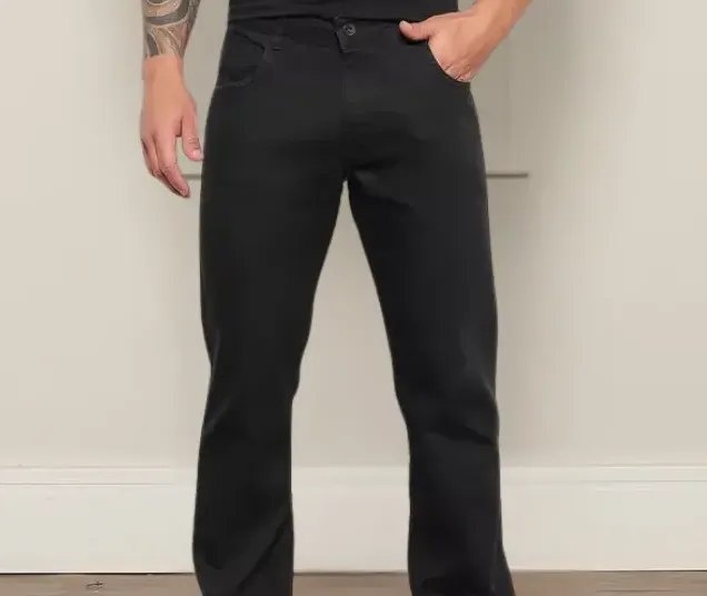 Calça Jeans Preta Masculina Tradicional Lycra Tamanhos 38 a 54