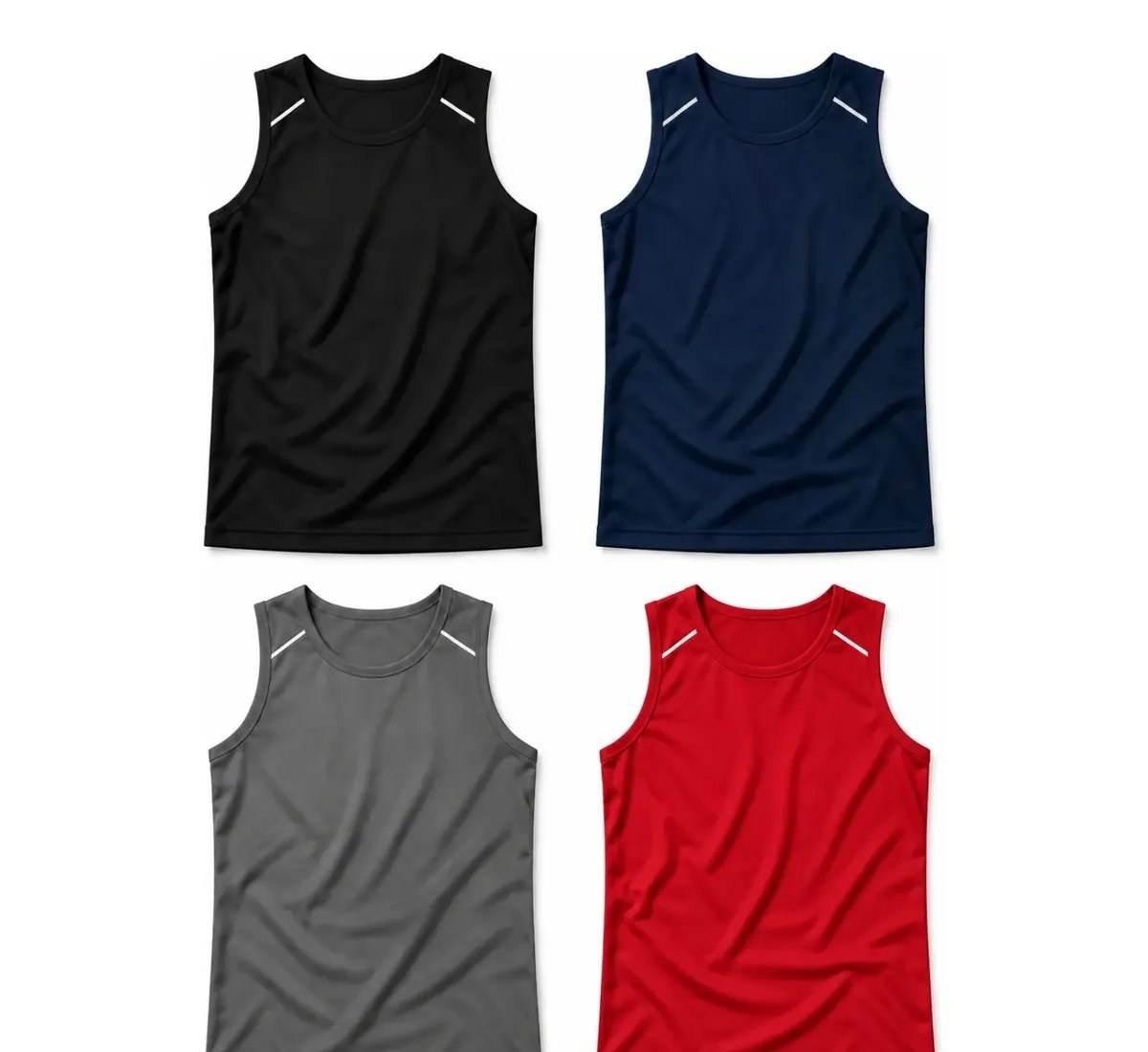 Kit 4 Regatas Dry Fit Masculina Básica Lisa Camisa de Treino