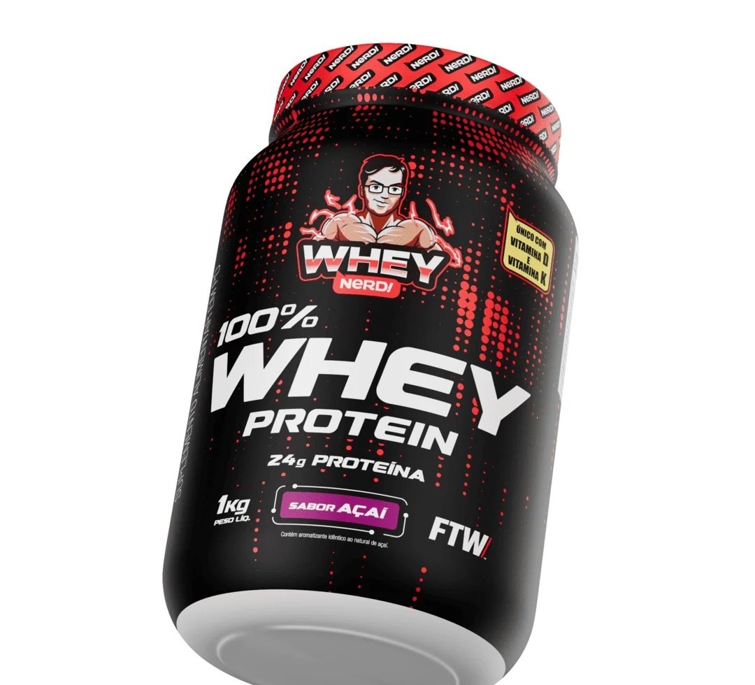 Whey Protein 100 Whey Nerd Açaí 1kg Suplemento Nutricional