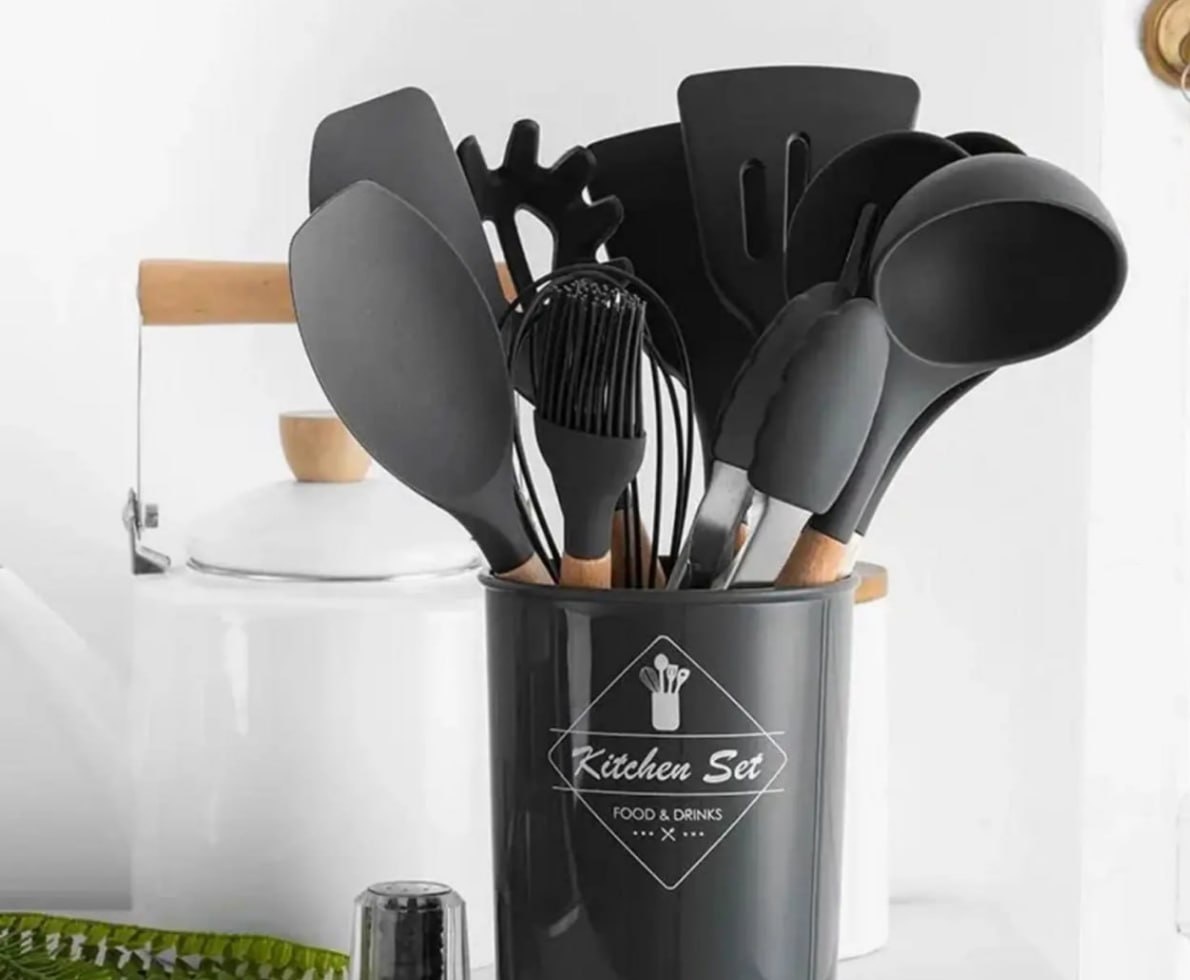 Jogo com 12 Utensílios de Cozinha Silicone