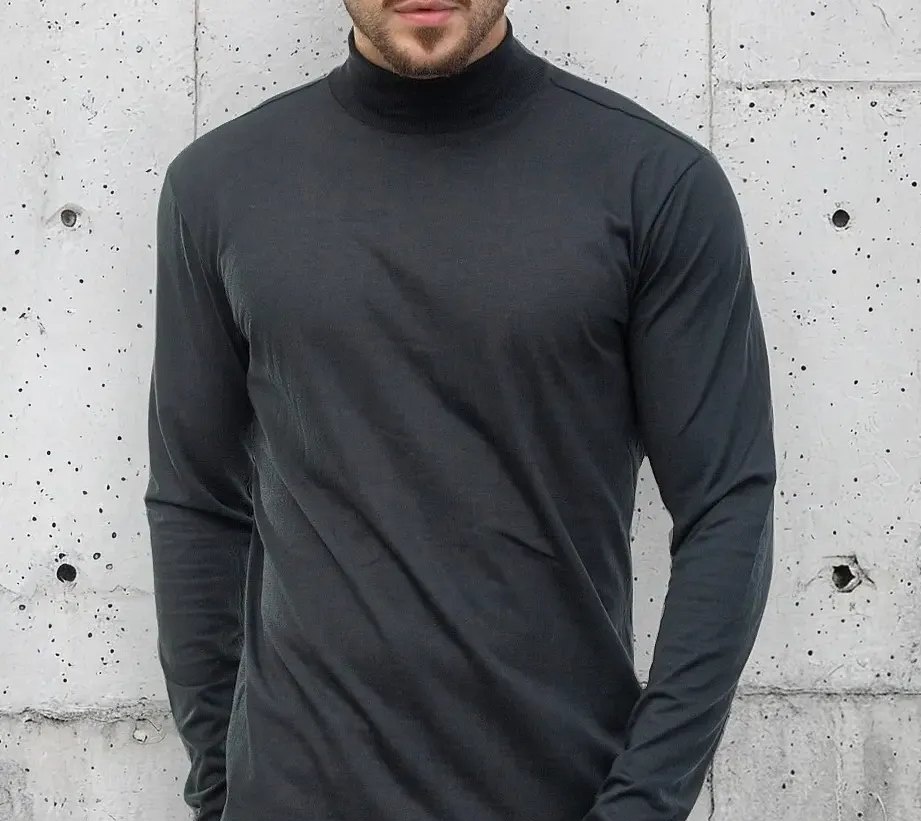 Camiseta Gola Alta Masculina Manga Longa Malha Eco Premium