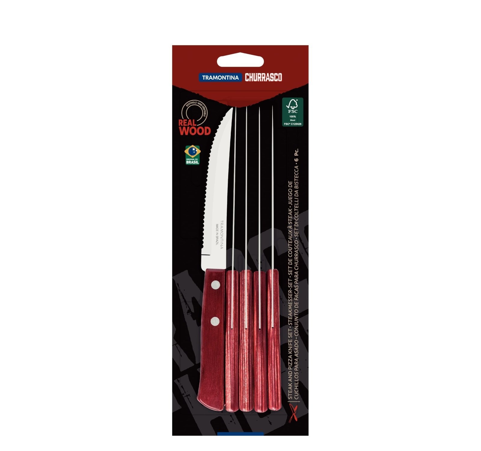 Conjunto Facas Para Churrasco Tramontina Vermelho 6pçs