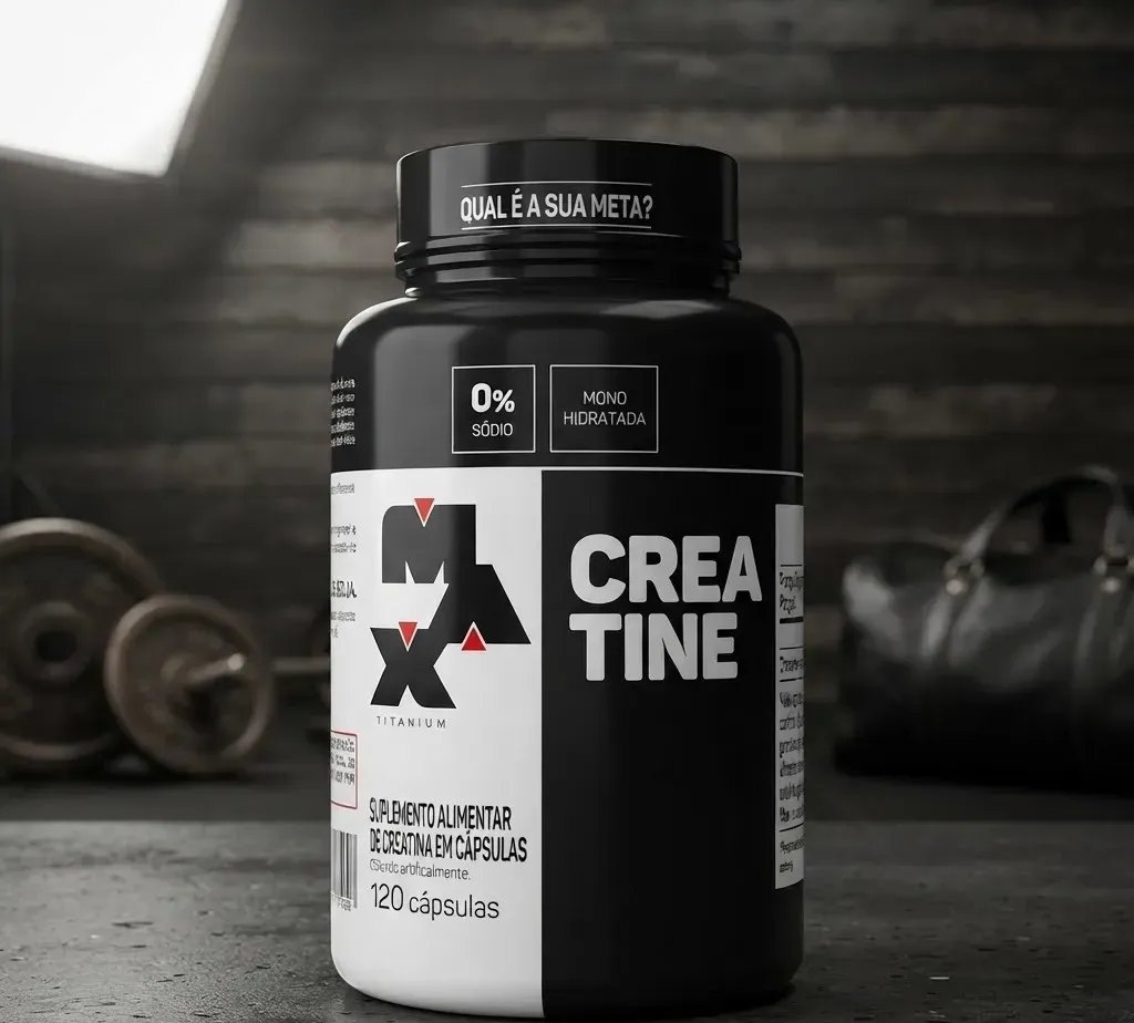 Creatina Max Titanium Monohidratada Micronizada Pura em Cápsula Sem Sabor 120 Unidades