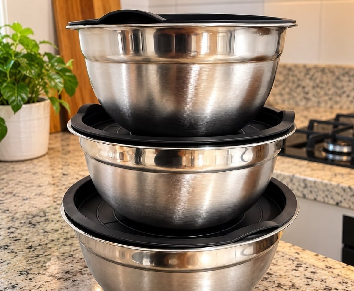 Kit 3 Bowls Inox Com Tampa Hermética