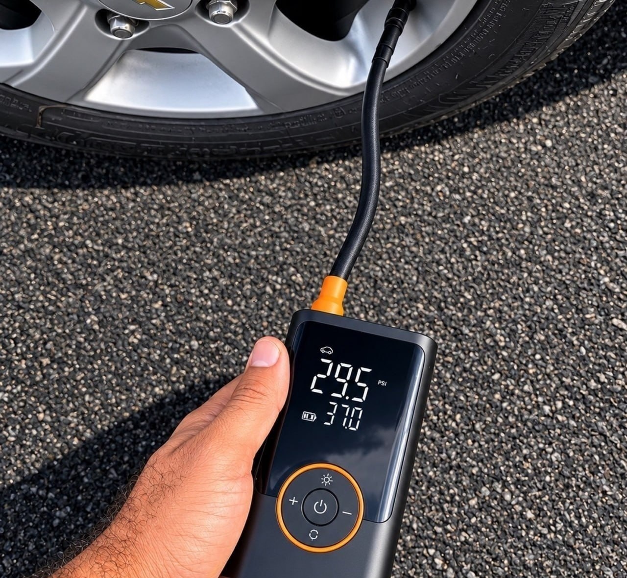 Compressor Portátil Car Air Pump Digital com Visor para Carro, Moto e Bike