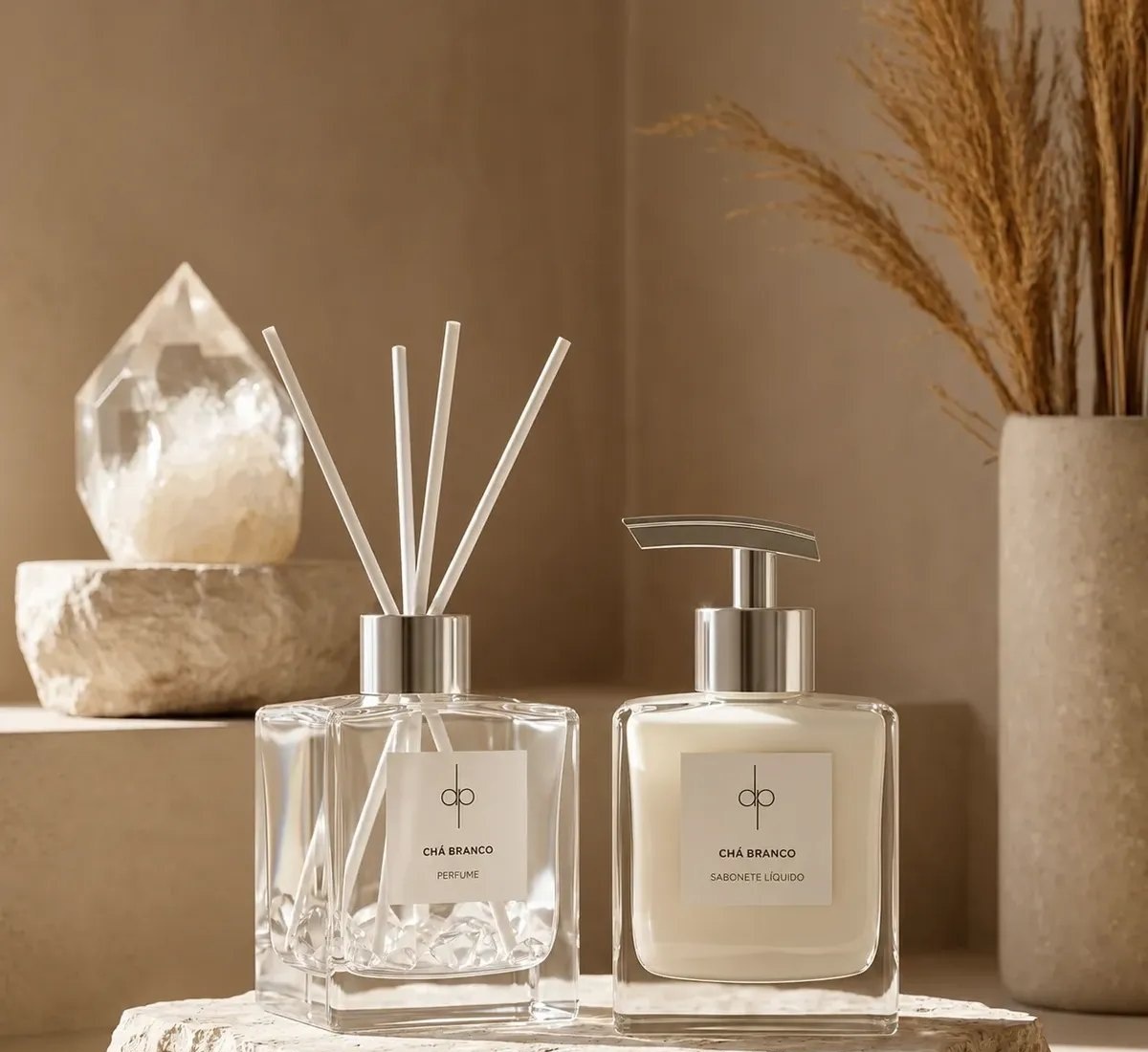 Kit - Aromatizador  Sabonete Crystalchá Branco Di Piettro