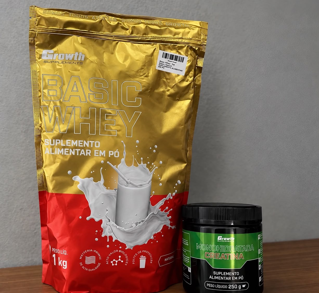 Kit Growth Whey Protein Chocolate 1kg  Creatina Monohidratada 250g