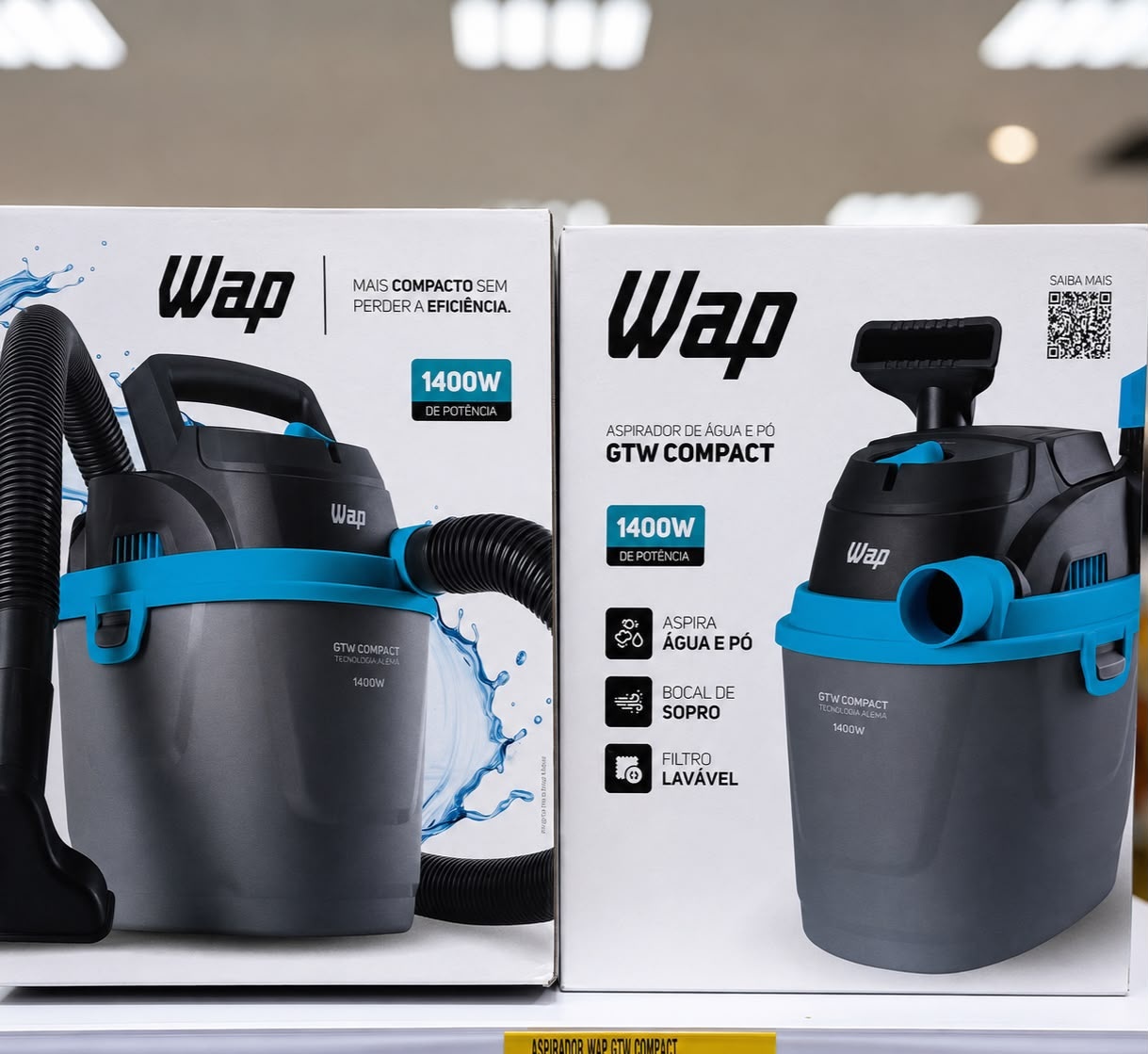 Aspirador de Pó e Líquido Portátil WAP Gtw Compact 1400w 5,5L