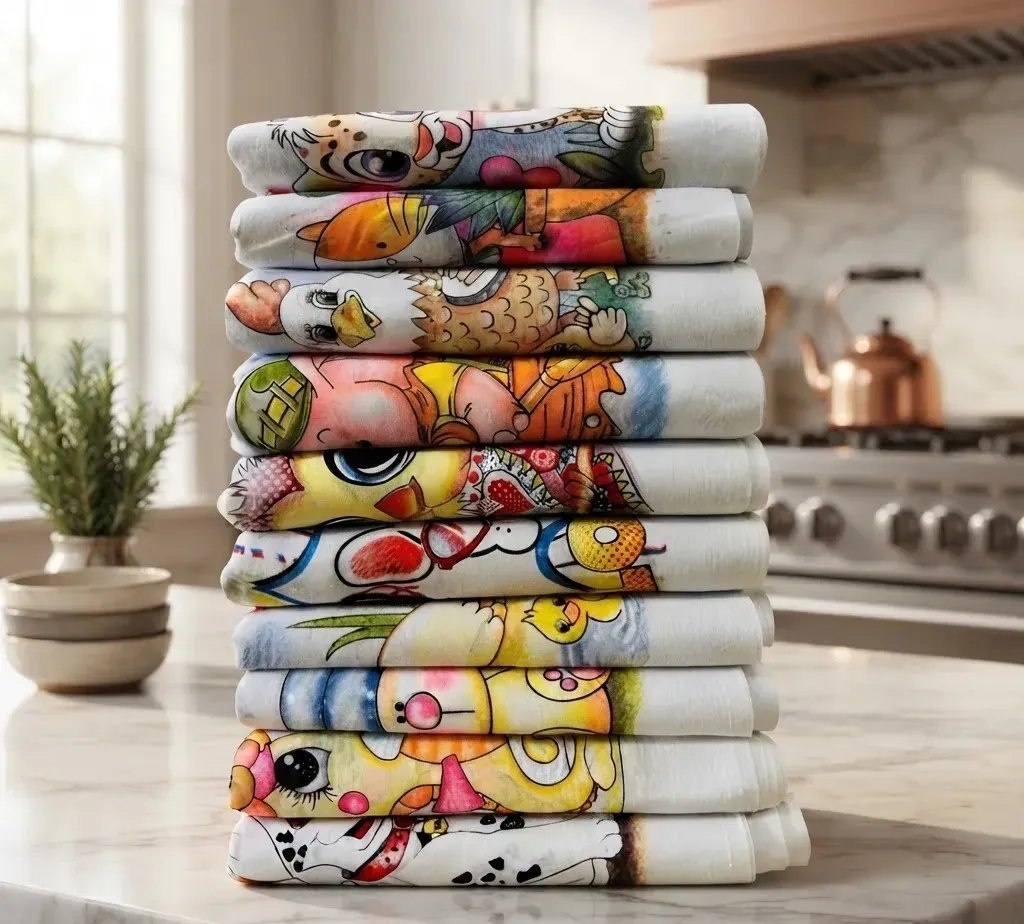 Kit 10 Panos de Prato Estampados 100 Algodão