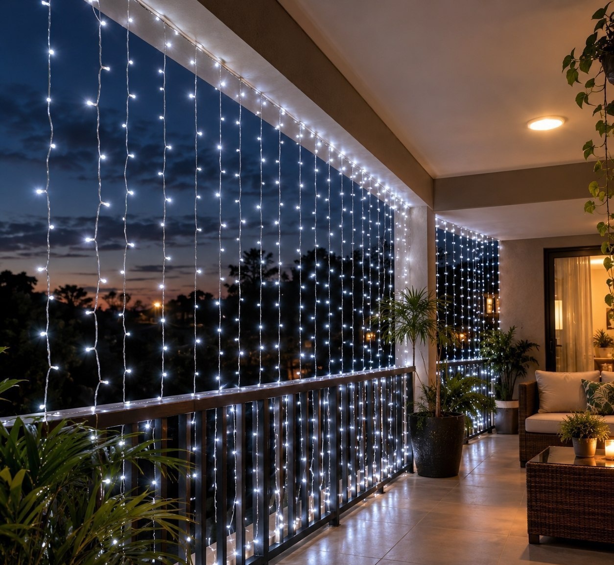 Pisca Cortina 300 Leds 3x3m USB IP44 8 Modos Iluminação