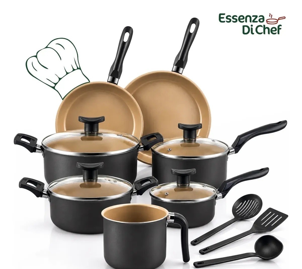 Conjunto Panelas Antiaderente 10 Peças Teflon Várias Cores
