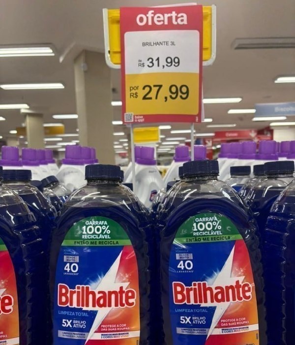 Lava Roupas Líquido Brilhante Limpeza Total 3L