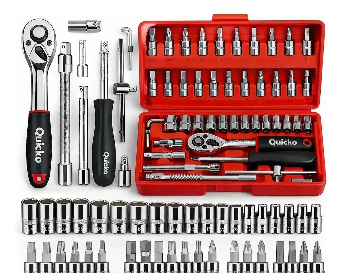 Kit Chaves Ferramentas Jogo Fenda Philips Catraca Soquete Allen 46 Peças com Maleta Completa