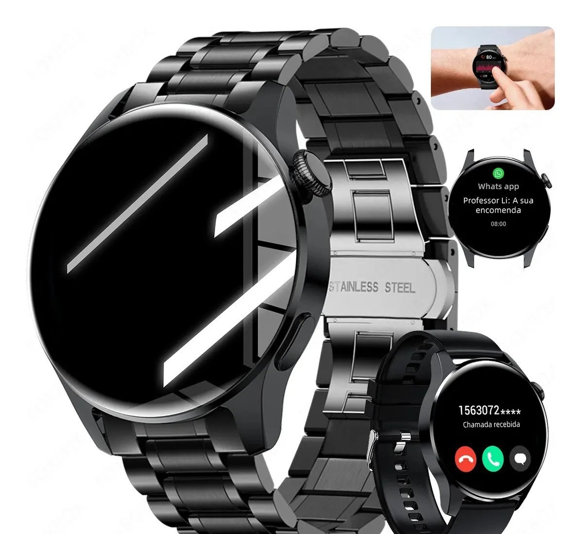 Smartwatch FoxBox MBW0256 Preto Com Bluetooth
