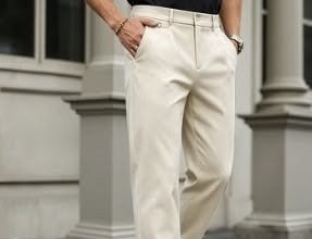 Calça Aramis Chino Algodão Premium Básica Areia