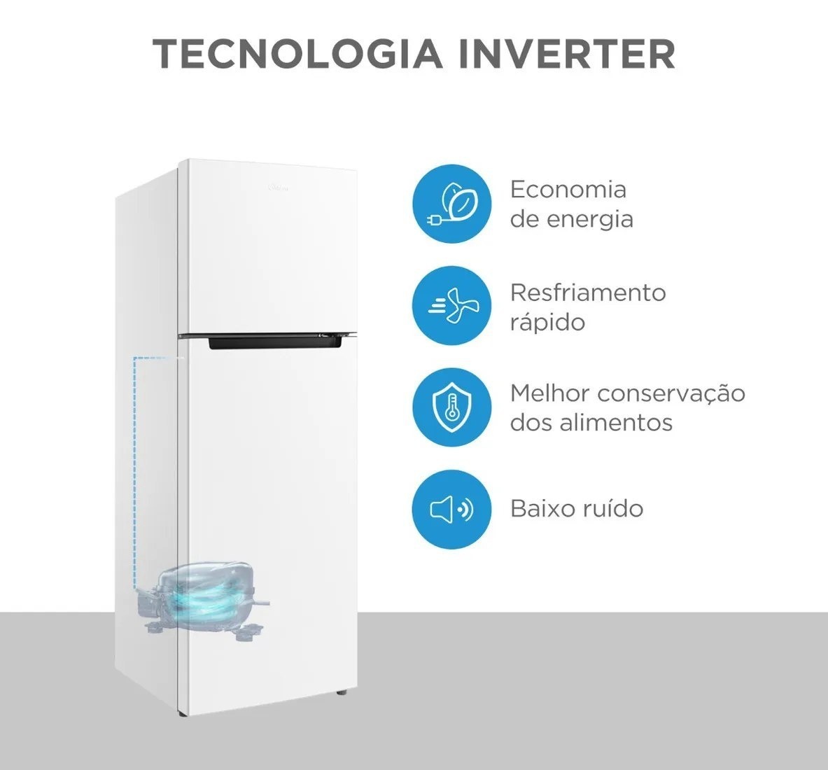 Geladeira Midea Cycle Defrost Duplex RT554 410L Inverter BR 127V