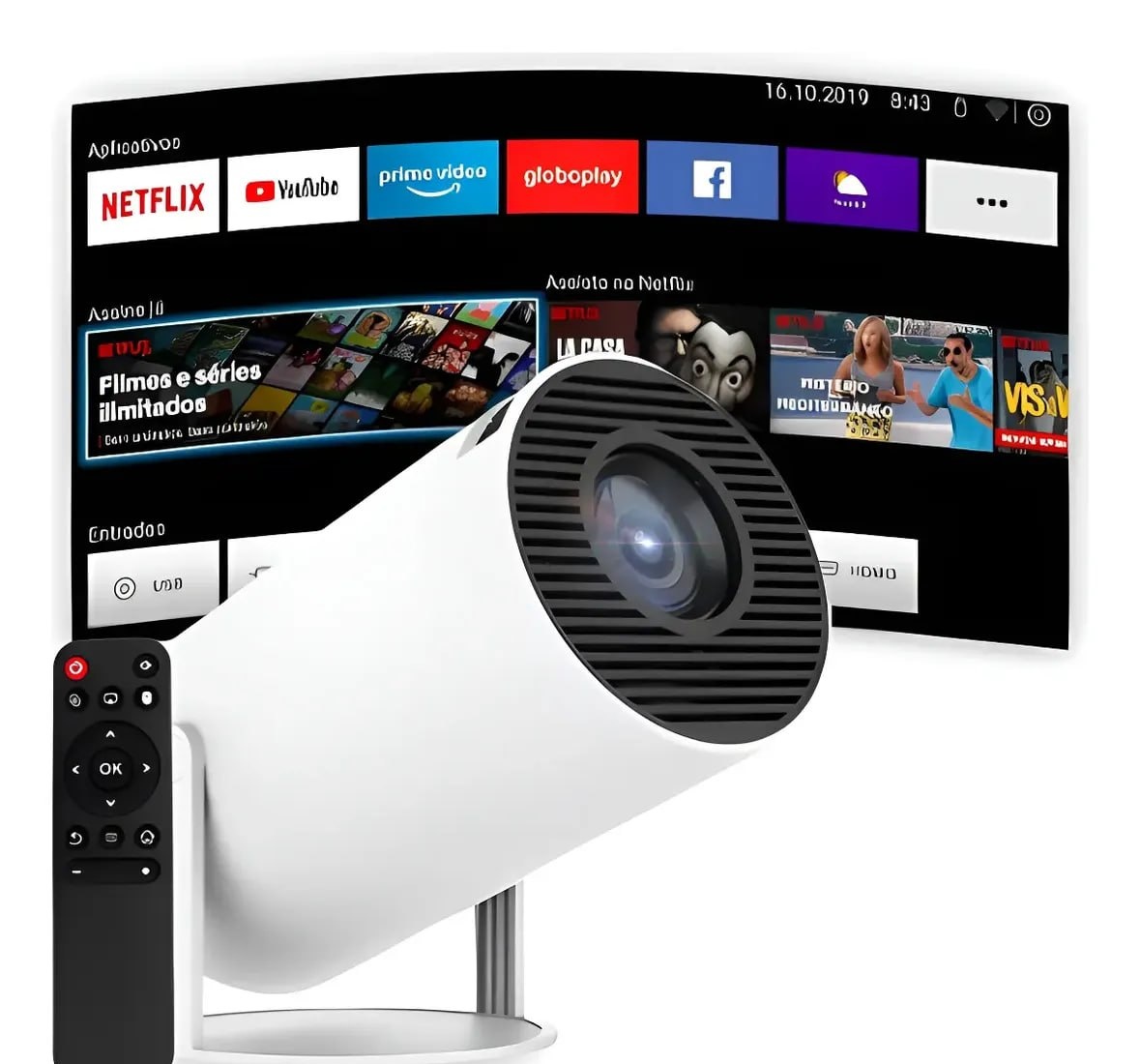 Projetor Hy300 Smart Portátil Full HD 4K Bluetooth Android Wi-Fi