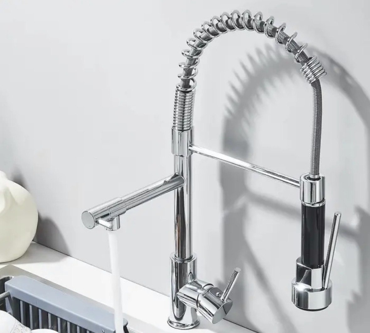 Torneira Gourmet Cozinha 50cm Metal Spray Duo Monocomando Acabamento Cromo Polido Espelhado Cor Cromado Winda