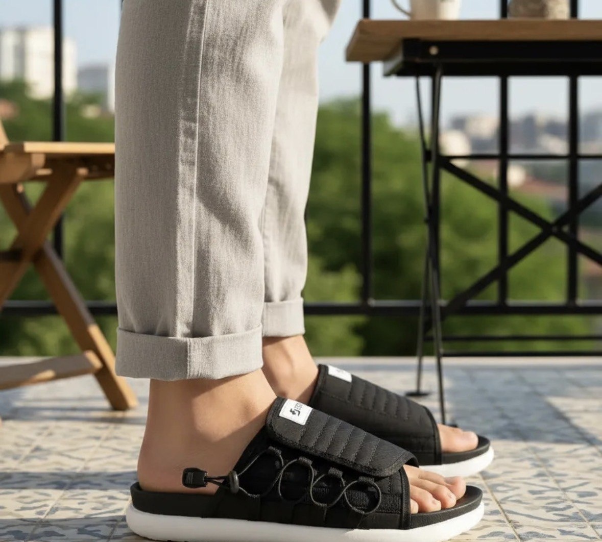 Chinelo Slide Masculino Ajustável Conforto Tira Larga Casual