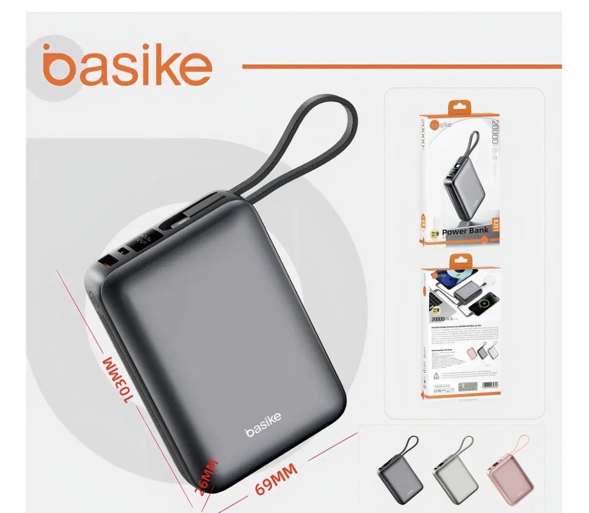 Carregador Portátil Power Bank Basike 20000mAh 22.5W