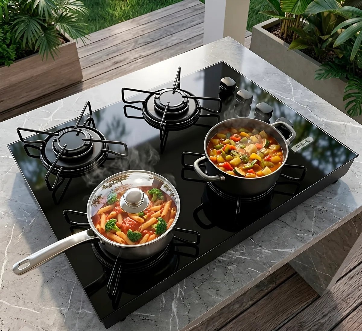 Fogão Cooktop De Mesa Portátil A Gás 4 Bocas Euro Stelar