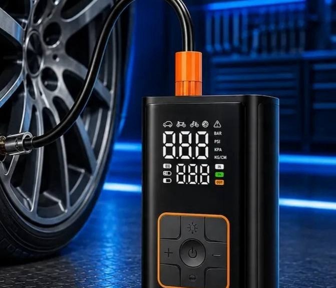 Compressor Portátil Car Air Pump Digital Com Visor Para Carro Moto Bike Calibrador De Pneu Multifuncional