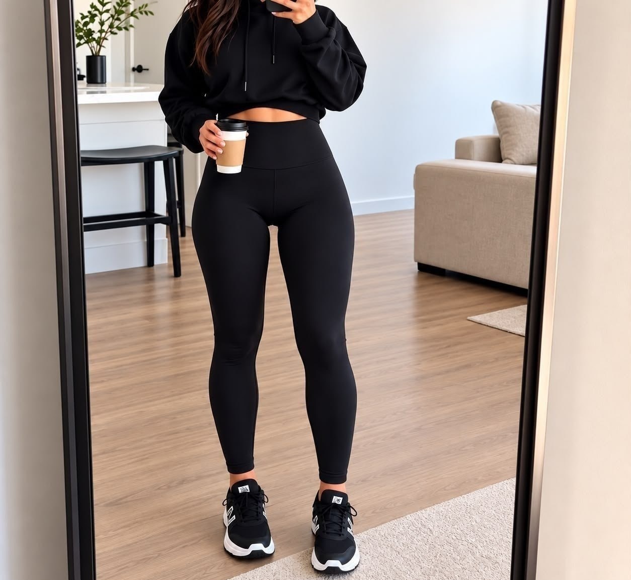 Calça Legging Cintura Alta Flanelada