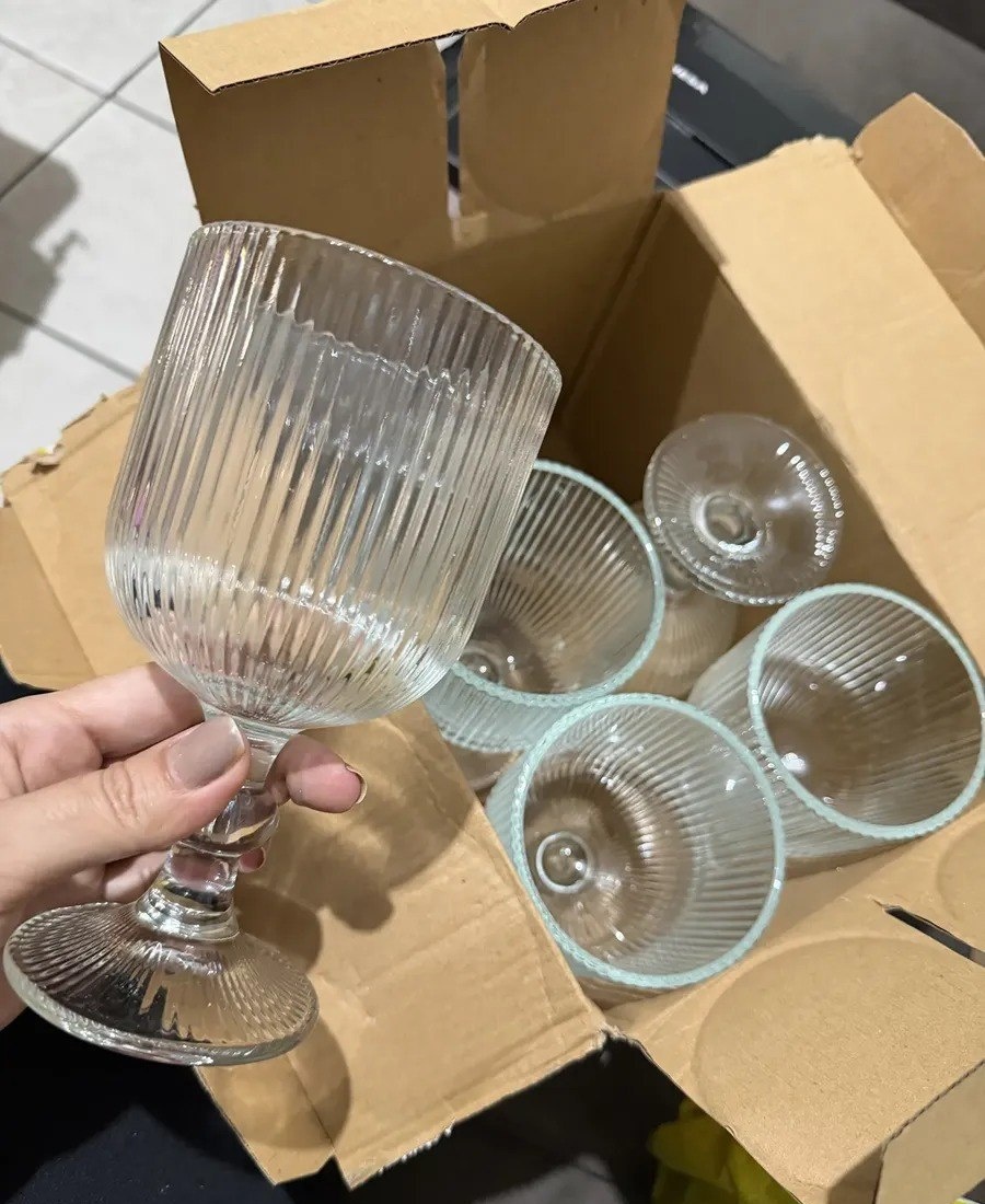 Jogo com 6 Taças de Vidro Canelado 360ml