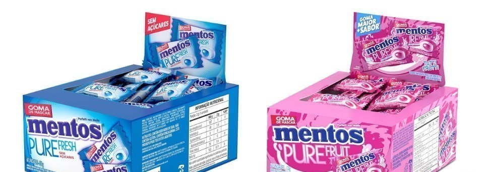 Cx Gomas de Mascar Mentos Sem Açúcar 60 un. 120g
