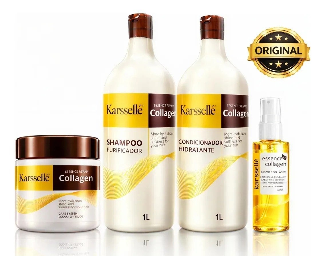 Kit Karssellé Shampoo 1l  Condicionador 1l  Máscara 500g  Óleo 60ml