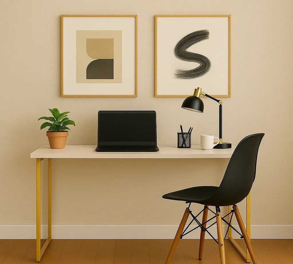 Escrivaninha Industrial 110cm Mesa Estudo Aparador Pés Aço
